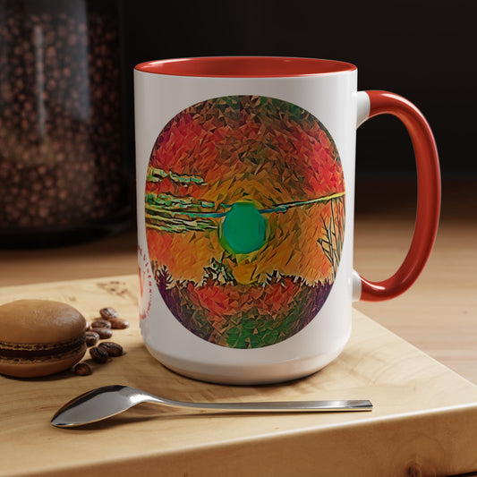 Custom Designed Red Accent Coffee Mug Available In Two Sizes From The Sunset Series At Intriguing Vistas