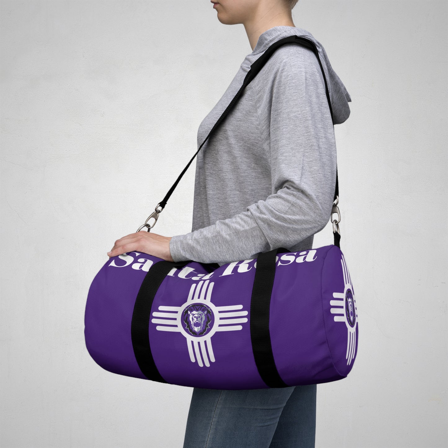 Santa Rosa Duffel Bag Purple / White Zia, Lion Head