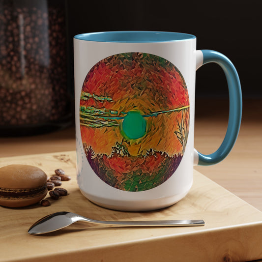 Custom Designed Lt Blue Accent Coffee Mug Available In Two Sizes From The Sunset Series At Intriguing Vistas