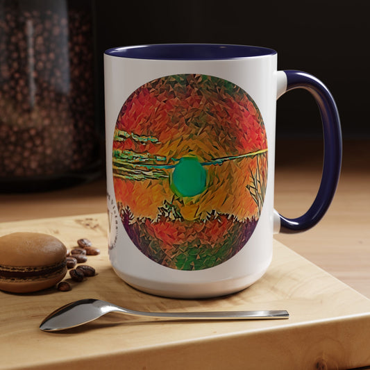 Custom Designed Navy Accent Coffee Mug Available In Two Sizes From The Sunset Series At Intriguing Vistas