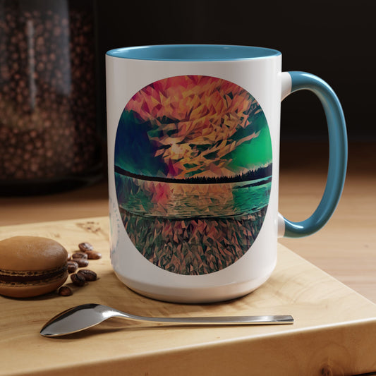 Custom Designed Lt Blue Accent Coffee Mug Available In Two Sizes From The Sunset Series At Intriguing Vistas