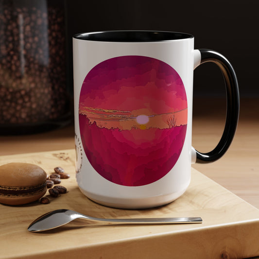 Custom Designed Black Accent Coffee Mug Available In Two Sizes From The Sunset Series At Intriguing Vistas