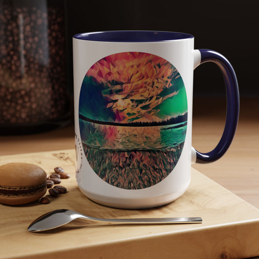 Custom Designed Navy Accent Coffee Mug Available In Two Sizes From The Sunset Series At Intriguing Vistas