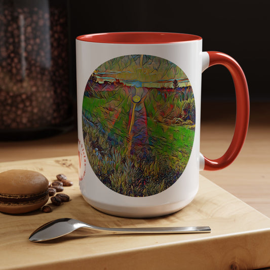 Custom Designed Red Accent Coffee Mug Available In Two Sizes From The Sunset Series At Intriguing Vistas