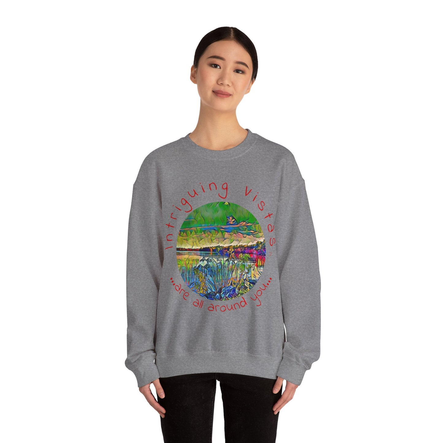 Intriguing Vistas™ Scenery Series Unisex Heavy Blend™ Crewneck Sweatshirt in 7 colors!