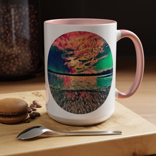 Custom Designed Pink Accent Coffee Mug Available In Two Sizes From The Sunset Series At Intriguing Vistas