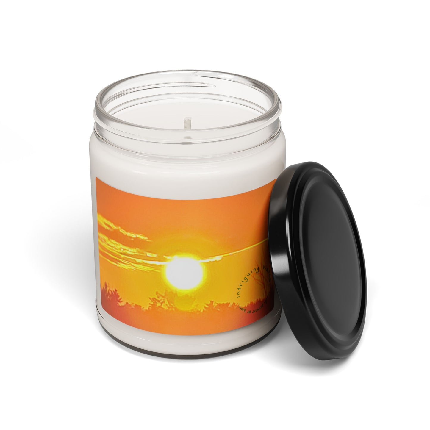 Custom Printed Candle available in five scents from the Sunset Series at Intriguing Vistas