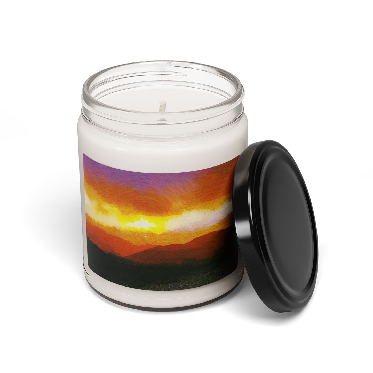 Custom Printed Candle available in five scents from the Sunset Series at Intriguing Vistas