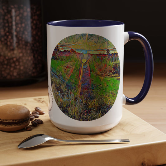 Custom Designed Navy Accent Coffee Mug Available In Two Sizes From The Sunset Series At Intriguing Vistas