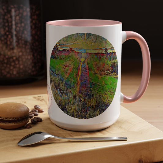 Custom Designed Pink Accent Coffee Mug Available In Two Sizes From The Sunset Series At Intriguing Vistas