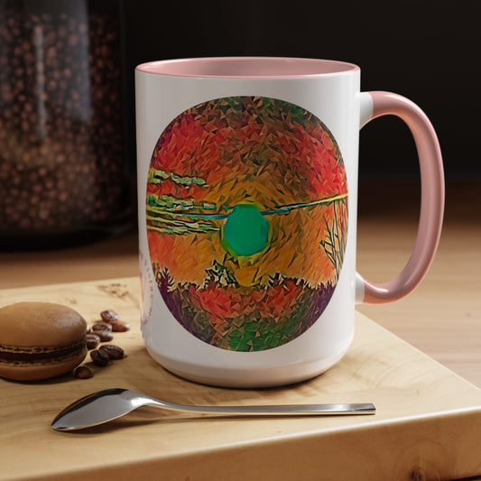 Custom Designed Pink Accent Coffee Mug Available In Two Sizes From The Sunset Series At Intriguing Vistas