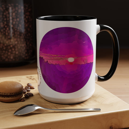 Custom Designed Black Accent Coffee Mug Available In Two Sizes From The Sunset Series At Intriguing Vistas