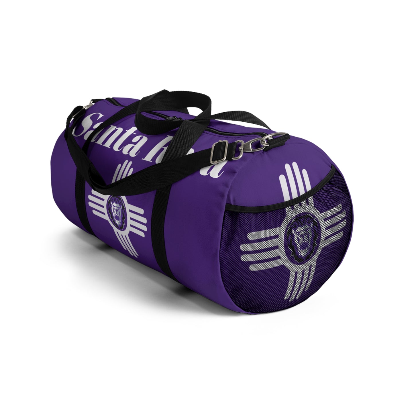 Santa Rosa Duffel Bag Purple / White Zia, Lion Head