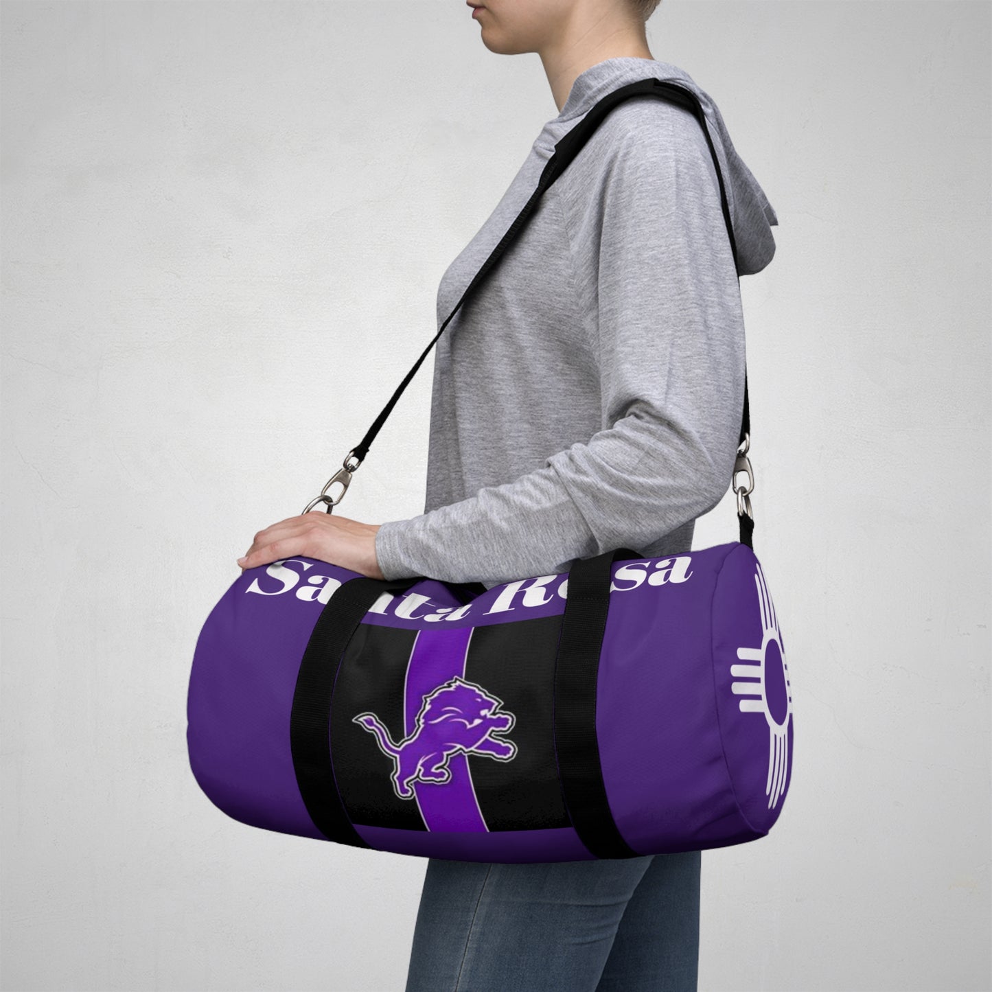 Santa Rosa Duffel Bag Purple w/ Jumping Lion/Zia