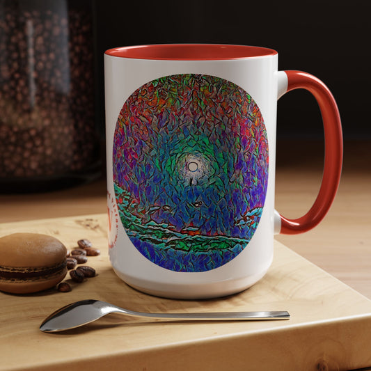 Custom Designed Red Accent Coffee Mug Available In Two Sizes From The Night Sky Series At Intriguing Vistas