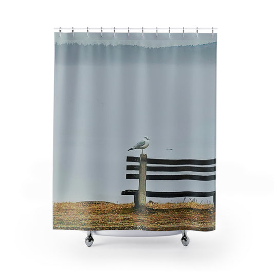 Serene Landscape Shower Curtain - Calm Coastal Design for Tranquil Bathrooms