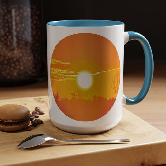 Custom Designed Lt Blue Accent Coffee Mug Available In Two Sizes From The Sunset Series At Intriguing Vistas